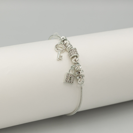 BRĂȚĂRI - Brățară Tip Pandora Placată Cu Aur Alb