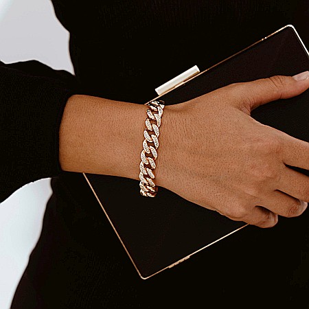 BIJUTERII BĂRBAȚI - Brățară Unisex Cuban Link Placată Cu Aur Gold-Rose De 14K