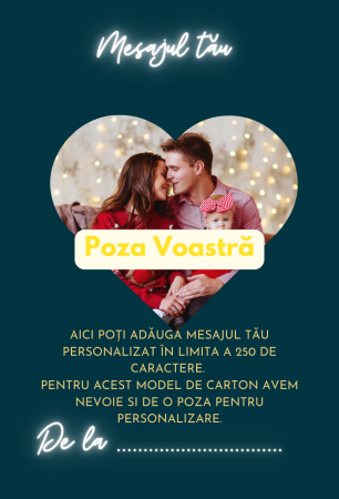 MESAJE ÎN CUTIE - Cartonaș personalizat cu mesaj și fotografie – Emoție în cutia de bijuterii - Model albastru