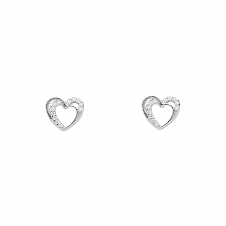 NOUTĂȚI - Cercei Argint Heart Cu Cristale Zirconia