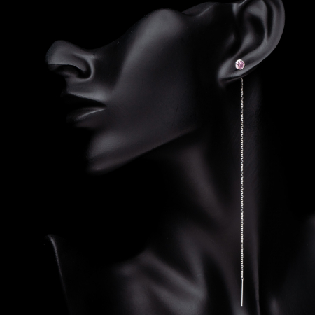 CERCEI - Cercei Argint Lungi Pink Elegance