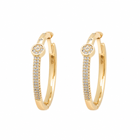 BIJUTERII - Cercei Aurii Golden Hoops Cu Zirconia