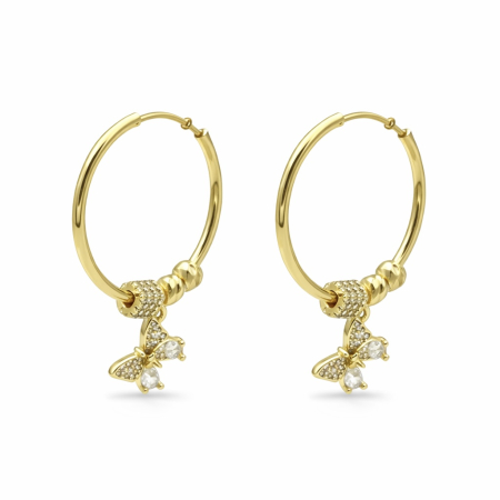 CERCEI - Cercei Aurii Și Rotunzi Cu Charmuri Detașabile Glam Bow