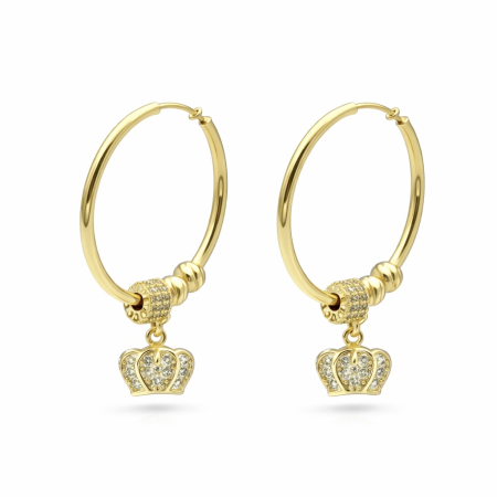 TOATE PRODUSELE - Cercei Aurii Și Rotunzi Cu Charmuri Detașabile Golden Crown