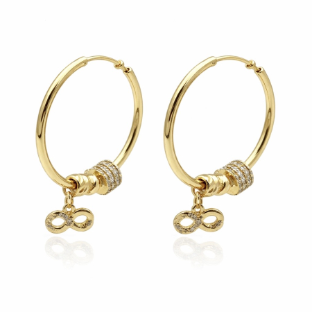 TOATE PRODUSELE - Cercei Aurii Și Rotunzi Cu Charmuri Detașabile Infinity Love