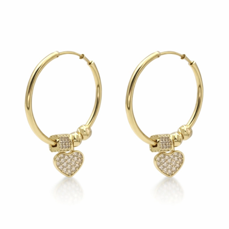 CERCEI - Cercei Aurii Și Rotunzi Cu Charmuri Detașabile Pure Heart