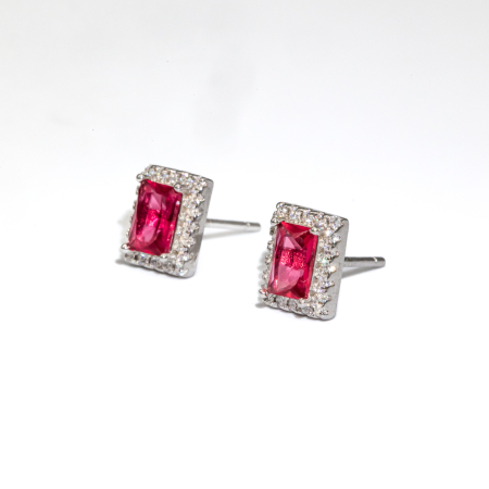 Cercei Din Argint Cu Piatră Roșie Tip Rubin Eliza [1]