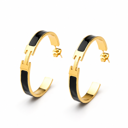 NOUTĂȚI - Cercei Hermina Black&Gold