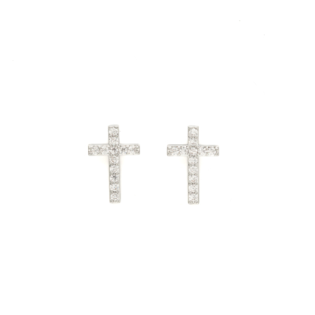 TOATE PRODUSELE - Cercei În Formă De Cruce Placați Cu Aur Alb Serenity