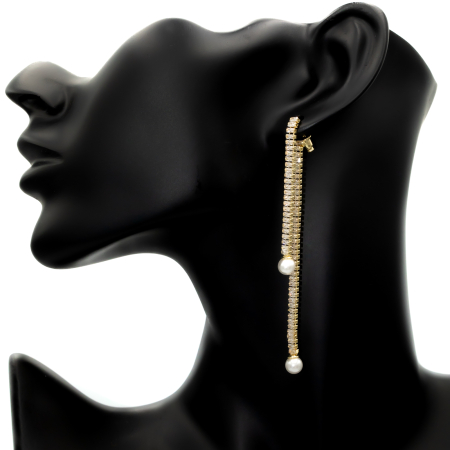 Cercei Lungi Cu Perle Și Cristale Zirconia [2]