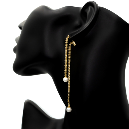 Cercei Lungi Cu Perle Și Cristale Zirconia [1]