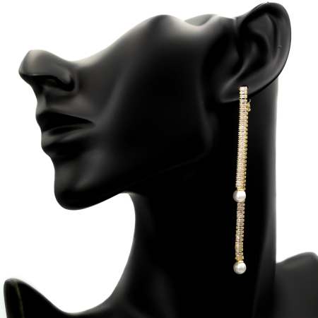 CERCEI - Cercei Lungi Cu Perle Și Cristale Zirconia