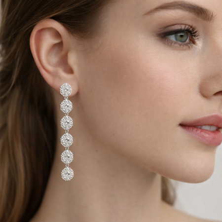 Cercei Tennis Lungi Și Argintii Cu Cristale Zirconia Rania [1]