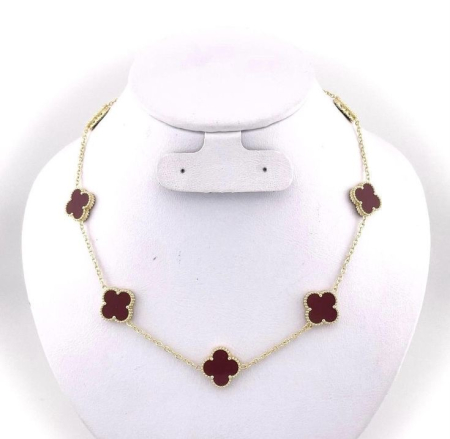 Colier Alhambra Cu Pandantiv 5 Flori Roșu-Bordeaux [1]