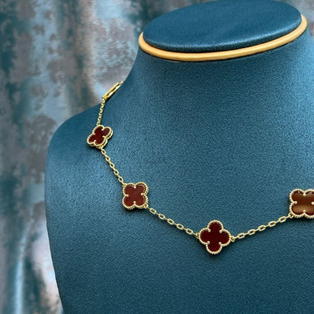 COLIERE - Colier Alhambra Cu Pandantiv 5 Flori Roșu-Bordeaux