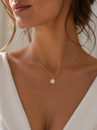 Colier Angelic Auriu Cu Pandantiv Zirconia [1]