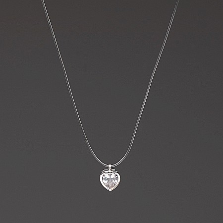 Valentine's Day - Colier Argint Șnur Transparent White Heart