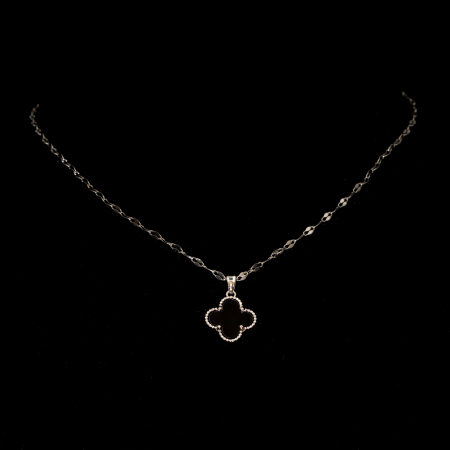 TOATE PRODUSELE - Colier Argintiu Cu Pandantiv Alhambra Negru/Argintiu