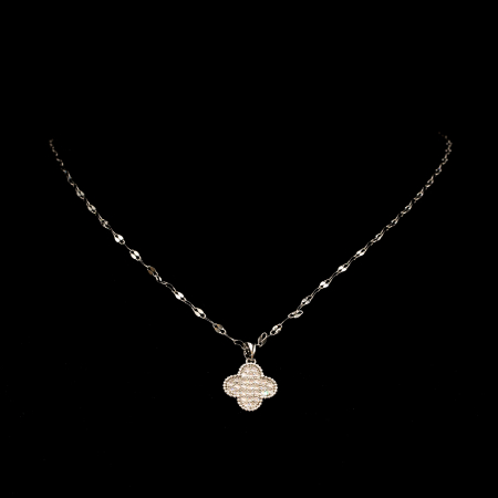 Colier Argintiu Cu Pandantiv Alhambra Negru/Argintiu [1]