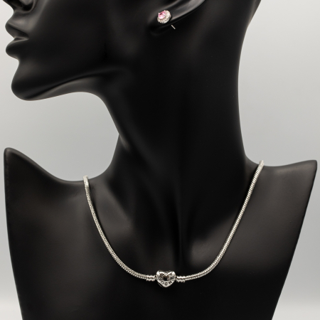 Colier Argintiu Stil Pandora Cu Pandantiv Inimă [1]