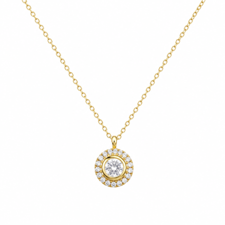 REDUCERI - Colier Angelic Auriu Cu Pandantiv Zirconia