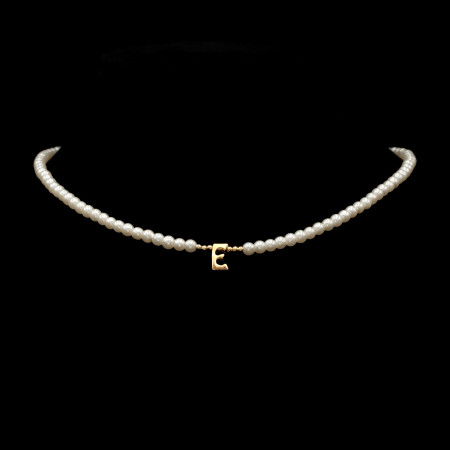 COLIERE - Colier De Perle Cu Pandantiv Litera E