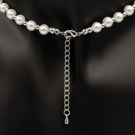 Colier De Perle Placat Cu Aur Alb Cu Pandantiv Floare [2]