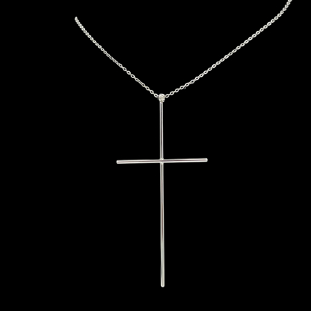 Colier Oversized Argintiu Cu Pandantiv Cruce [1]
