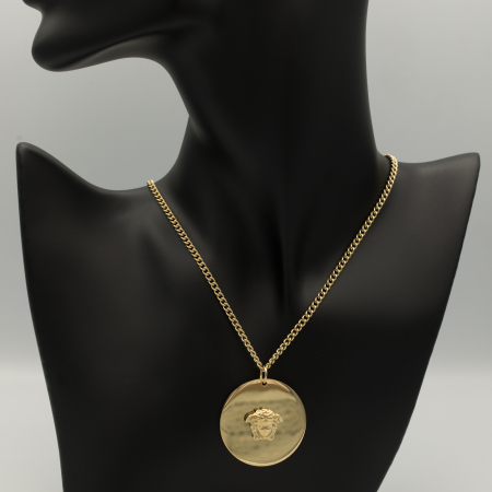 COLIERE - Colier Placat Cu Aur Galben Cu Pandantiv Rotund Opulent