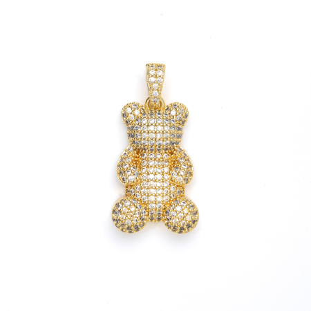 Colier Cu Pandantiv Teddy Placat Cu Aur Galben Și Zirconia Cubică [1]