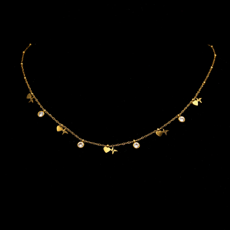 TOATE PRODUSELE - Colier Salbă Auriu Cu Pandantive Strălucitoare