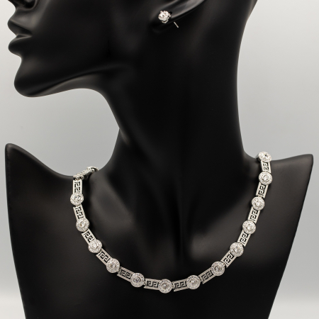 COLIERE - Colier Sofisticat Placat Cu Aur Alb Și Zirconia Georgia