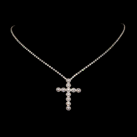COLECȚIA TENNIS - Colier Tennis Cu Pandantiv Cruce Cu Cristale