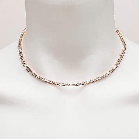 COLIERE TENNIS - Colier Tennis Din Argint Gold-Rose
