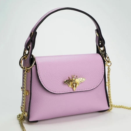 Geantă Mini Piele Naturală Cu Accesoriu Albină Barbie Pink [1]