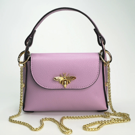 NOUTĂȚI - Geantă Mini Piele Naturală Cu Accesoriu Albină Barbie Pink