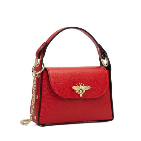 Geantă Mini Piele Naturală Cu Accesoriu Albină Passion Red [1]