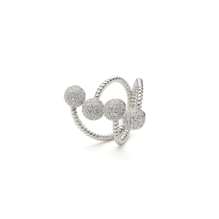 TOATE PRODUSELE - Inel Argintiu Reglabil Model Cuff Cu Cristale Zirconia