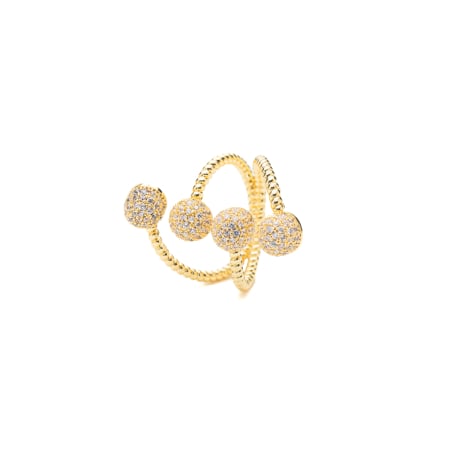 TOATE PRODUSELE - Inel Auriu Reglabil Model Cuff Cu Cristale Zirconia