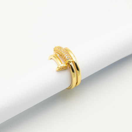 Colecția Bijuterii CUI - Inel CUI Placat Cu Aur Galben Și Cristale Semiprețioase