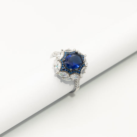 Inel Din Argint Cu Zirconia Blue Saphire [1]