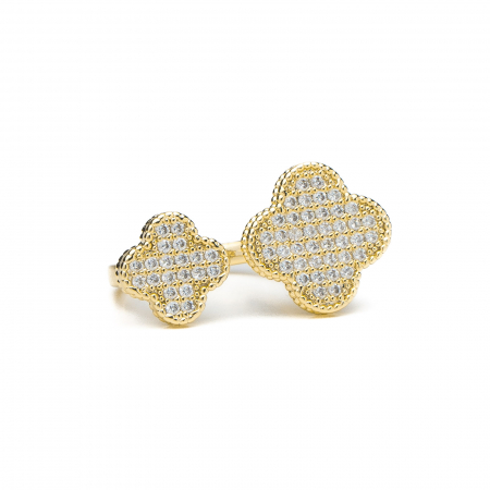 COLECȚIA BIJUTERII FLORI ALHAMBRA - Inel Gold Double Flower Alhambra