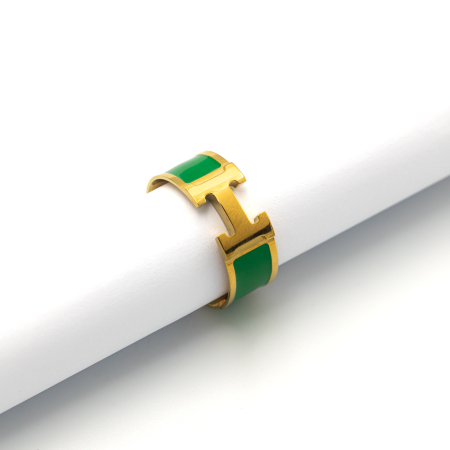 NOUTĂȚI - Inel Hermina Verde Placat Cu Aur Galben Ivy