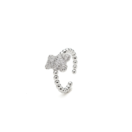 INELE - Inel Reglabil Argintiu Beaded Teddy Bear