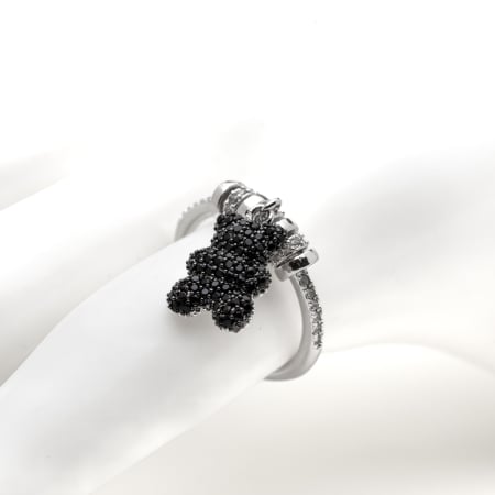 INELE - Inel Reglabil Argintiu Black Teddy Bear
