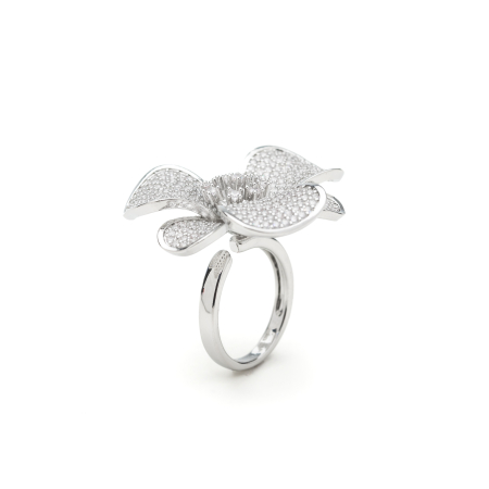 Inel Reglabil Argintiu Crystal Flower [2]