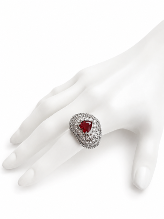TOATE PRODUSELE - Inel Reglabil Argintiu Cu Cristale Red Heart