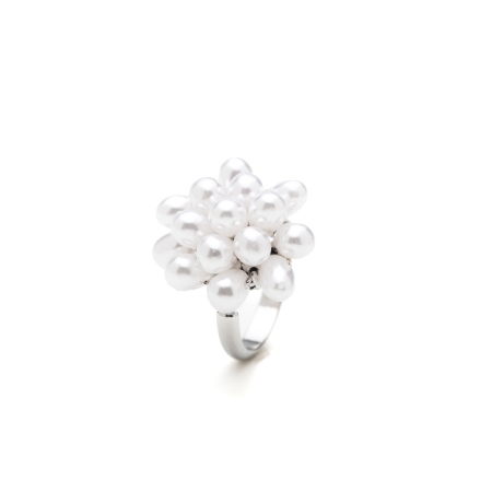 Inel Reglabil Argintiu Flower Of Pearls [2]