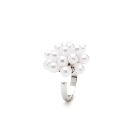 Inel Reglabil Argintiu Flower Of Pearls [1]