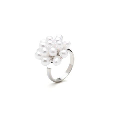 INELE - Inel Reglabil Argintiu Flower Of Pearls